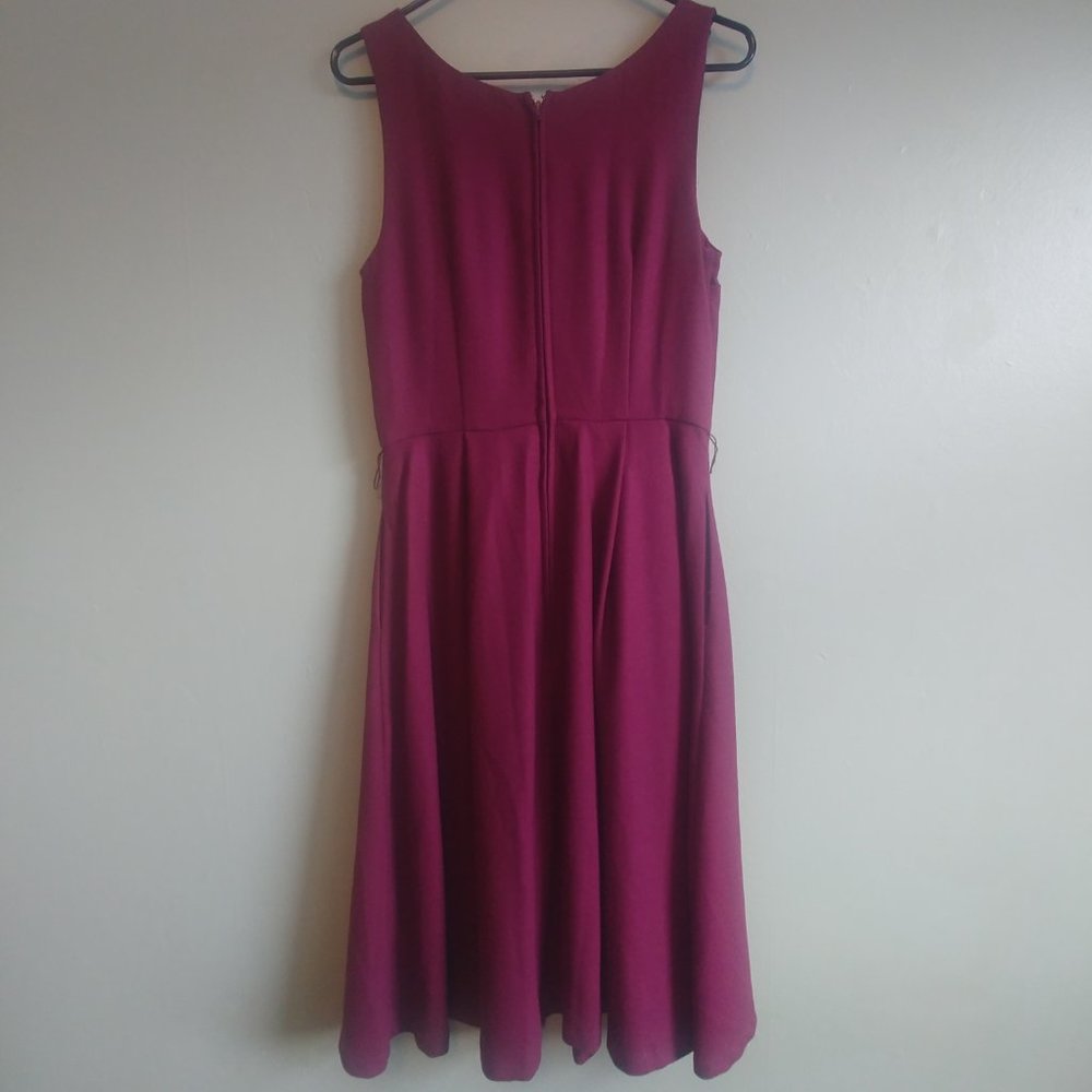 Modcloth raspberry burgundy wool sleeveless midi dress size 6 - Picture 6 of 7